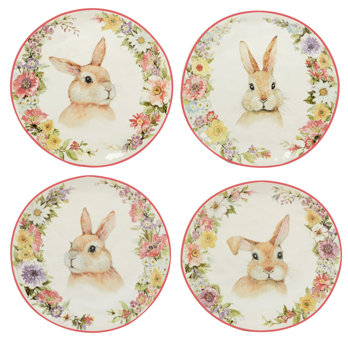 Certified International assiette face avant avec lapin et fleurs, apporte charme printanier