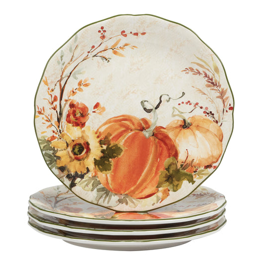 Certified International assiette face montrant motifs aquarelle, apporte chaleur automnale
