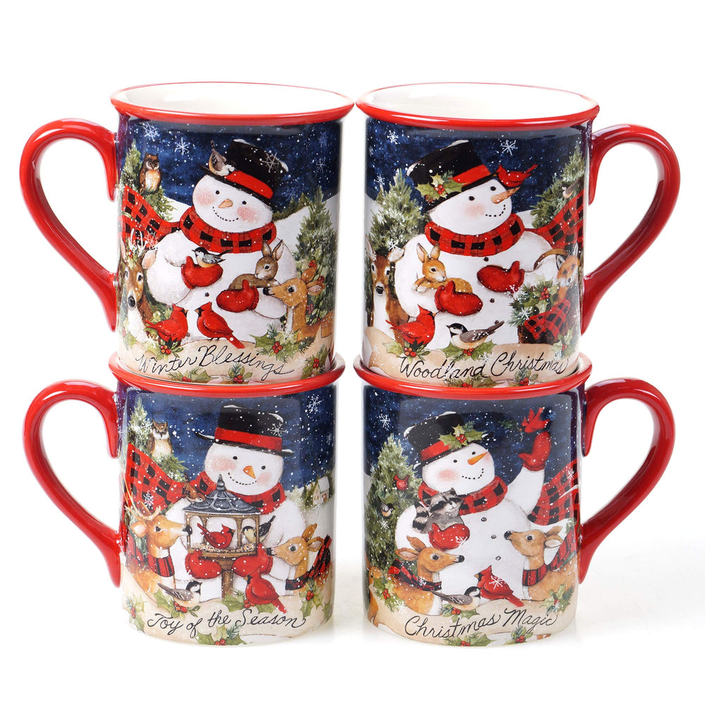 Certified International ensemble de quatre mugs devant, décor festif pour accueillir les invités