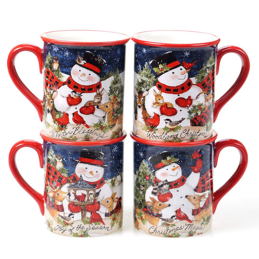 Certified International ensemble de quatre mugs devant, décor festif pour accueillir les invités