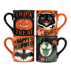 Certified International lot de 4 mugs vue avant, apporte ambiance Halloween