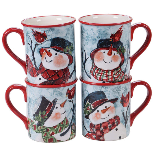 Certified International mug face avant montrant bonhomme de neige aquarelle offrant ambiance chaleureuse