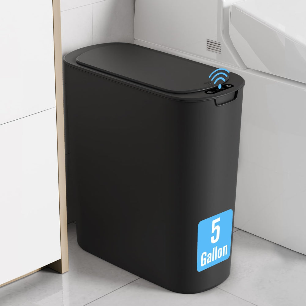 Cesun poubelle face avant noire, design compact et gain de place