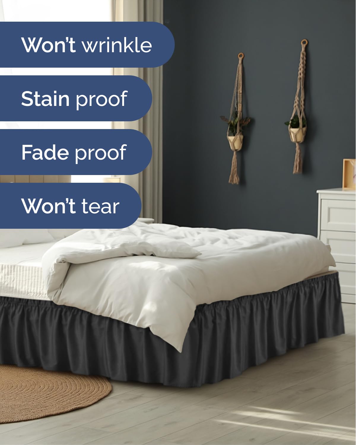 CGK Linens comparaison d’échelle montrant chute 15 pouces adaptée Queen