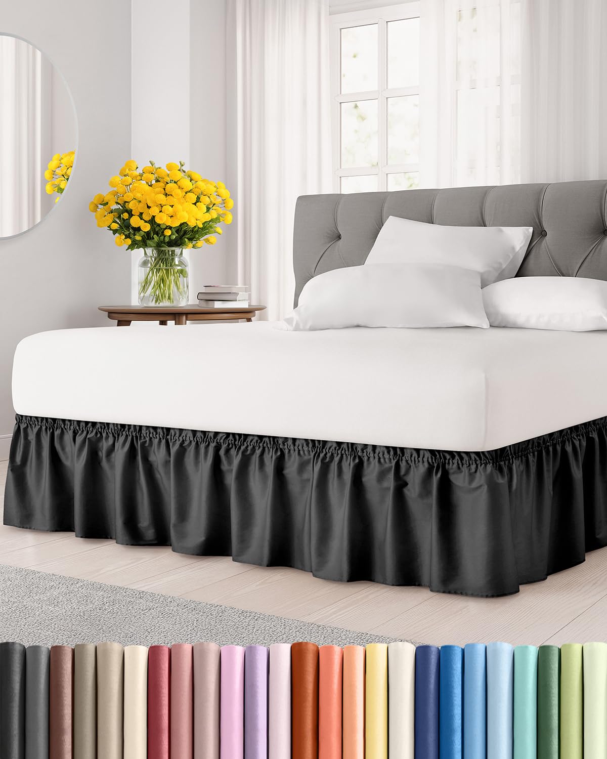 CGK Linens jupe de lit face entière montrant finition ruffle et esthétique