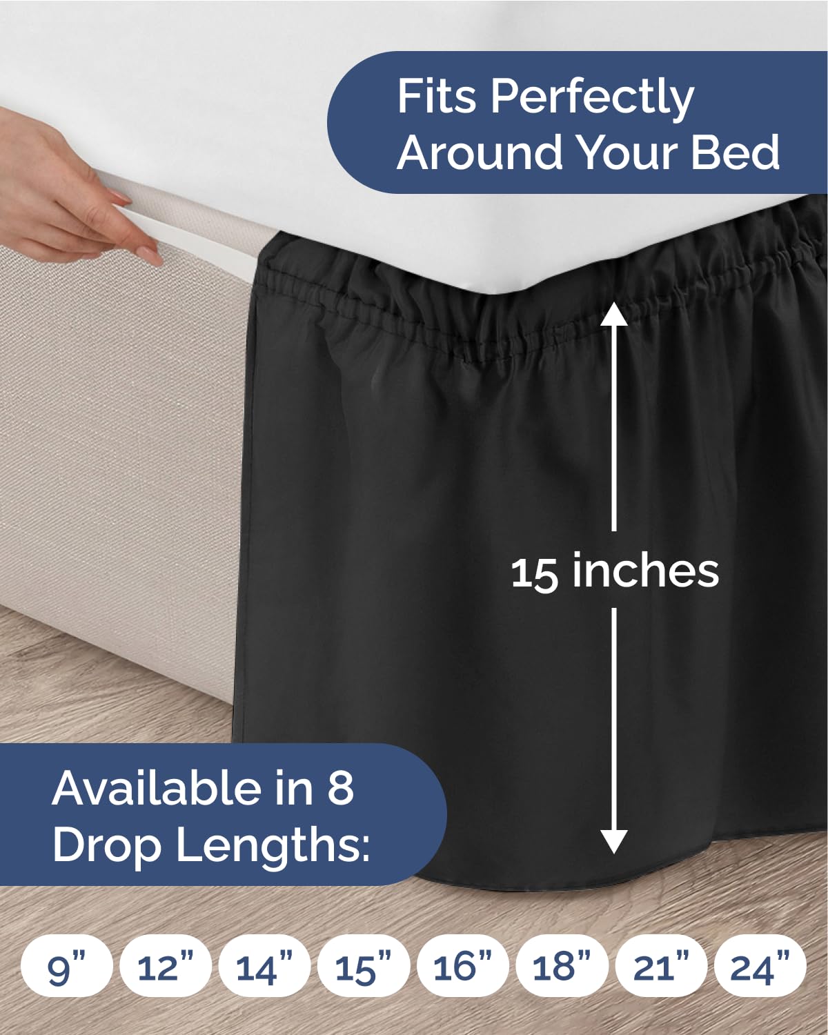 CGK Linens jupe installée autour du sommier illustrant pose sans soulever matelas