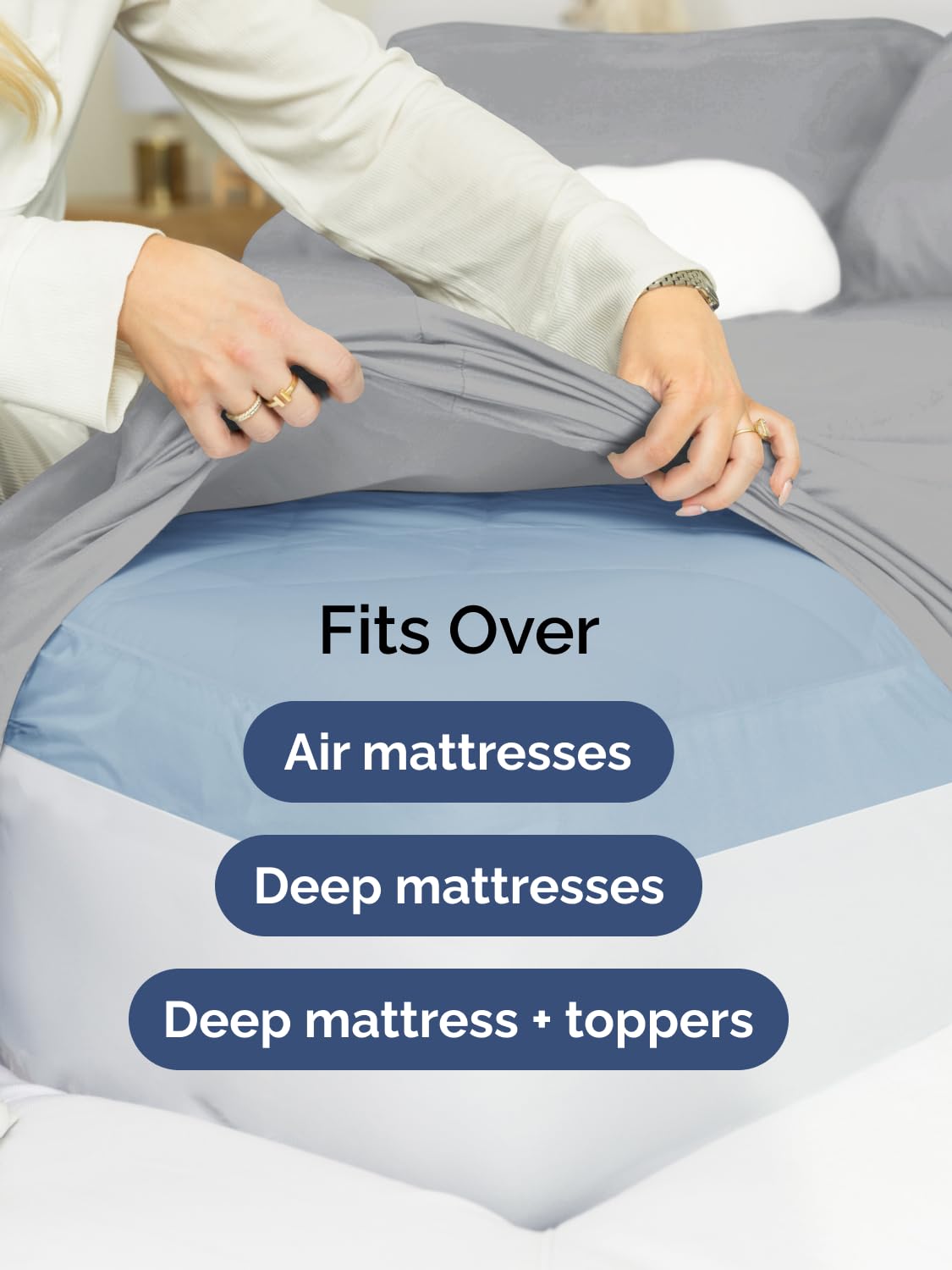 CGK Unlimited vue montrant ajustement pour matelas 18-24 pouces, protection