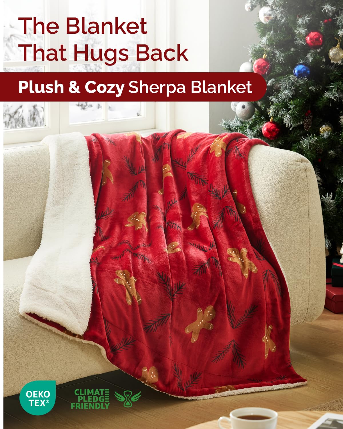 Détail motif Gingerbread sur flanelle CGK Unlimited pour une déco de Noël chaleureuse