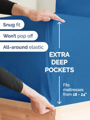 CGK Unlimited drap-housse avec poches extra profondes illustrant maintien sécurisé