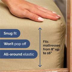 Drap-housse CGK Unlimited illustrant les poches profondes et un bon ajustement sur matelas