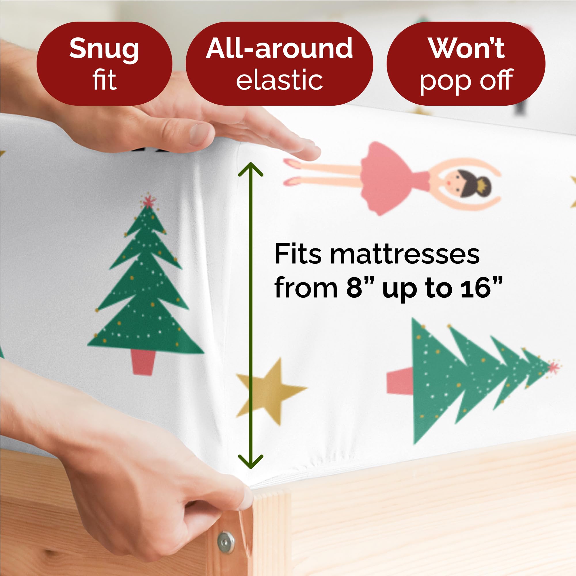 CGK Unlimited drap plat étalé montrant le motif Casse-Noisette, look décoratif de Noël
