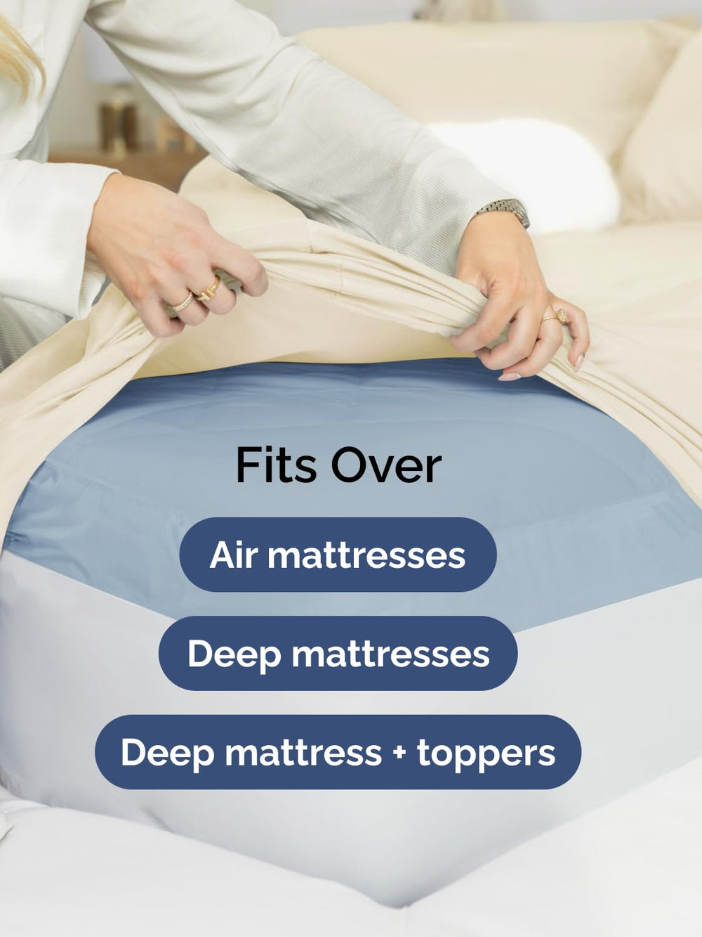 CGK Unlimited comparaison d’échelle montrant ajustement pour matelas très profonds