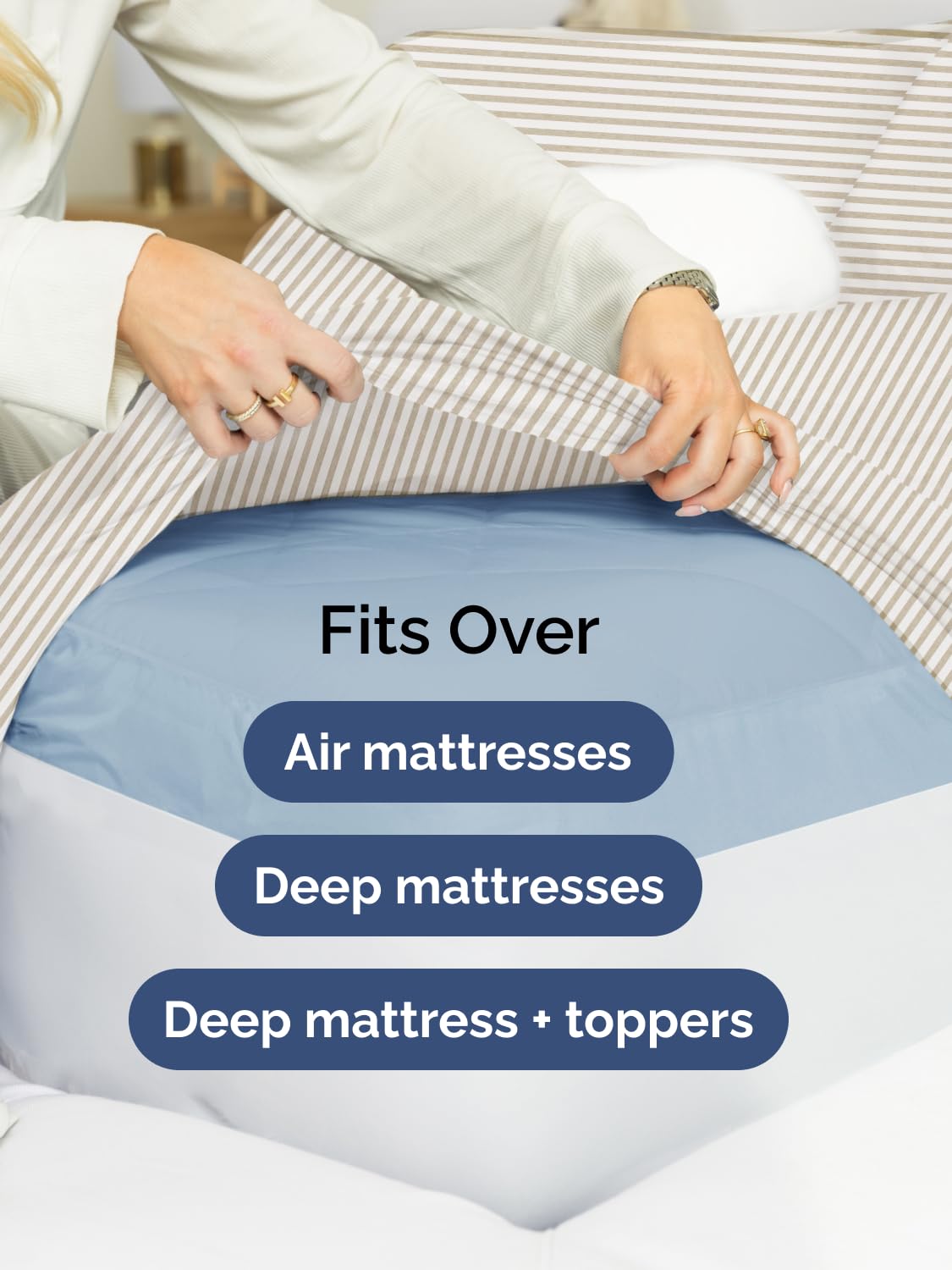 CGK Unlimited comparaison d'échelle montrant ajustement sur matelas King profond