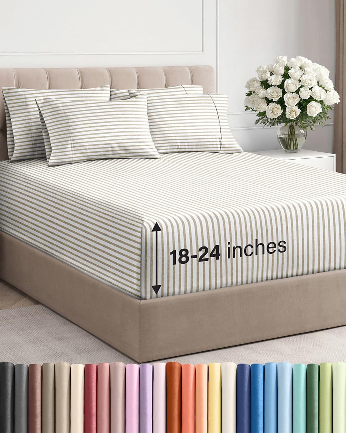 CGK Unlimited face avant de la parure rayures beige, présentation soignée