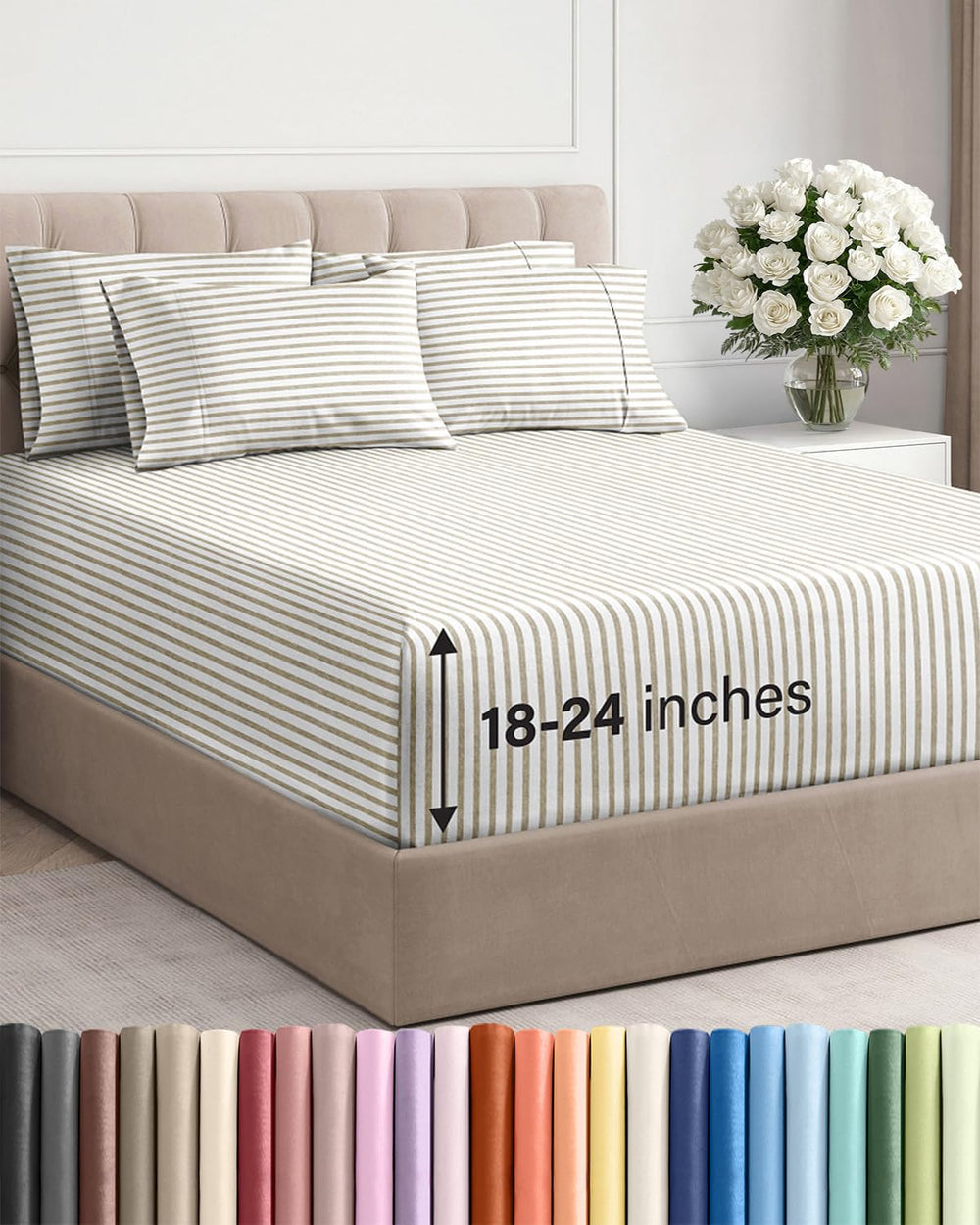CGK Unlimited face avant de la parure rayures beige, présentation soignée