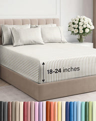 CGK Unlimited face avant de la parure rayures beige, présentation soignée