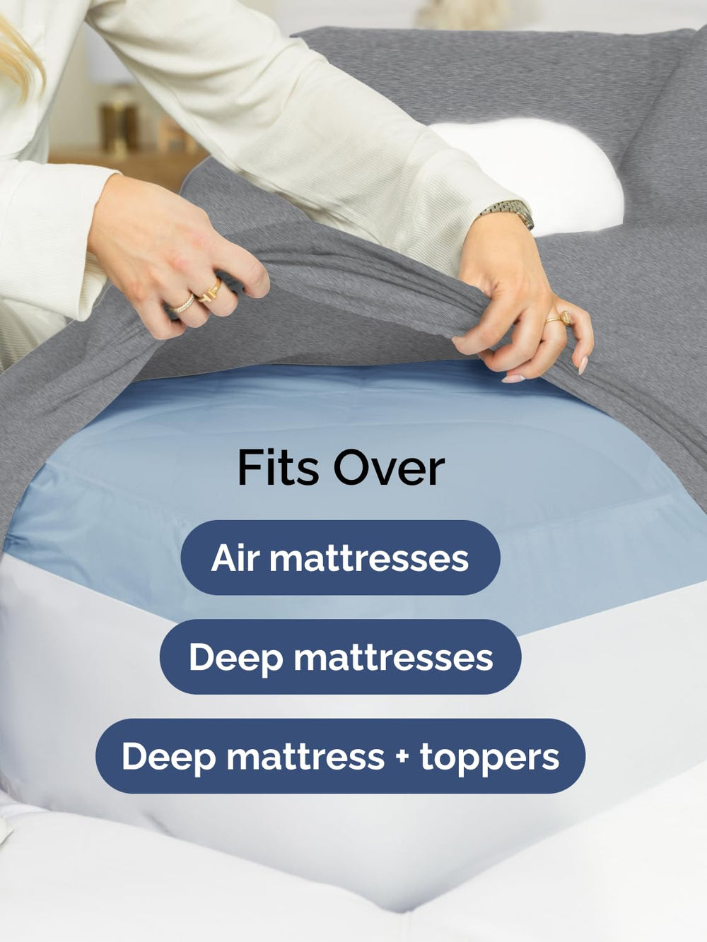 CGK Unlimited draps sur matelas avec surmatelas, ajustement parfait