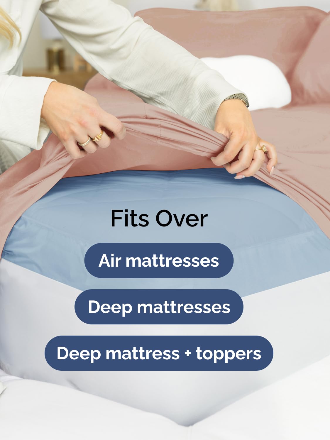 CGK Unlimited drap housse installé sur matelas épais, adapté aux toppers