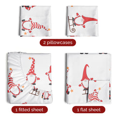 Motif gnomes rouges CGK Unlimited en gros plan, design saisonnier chaleureux