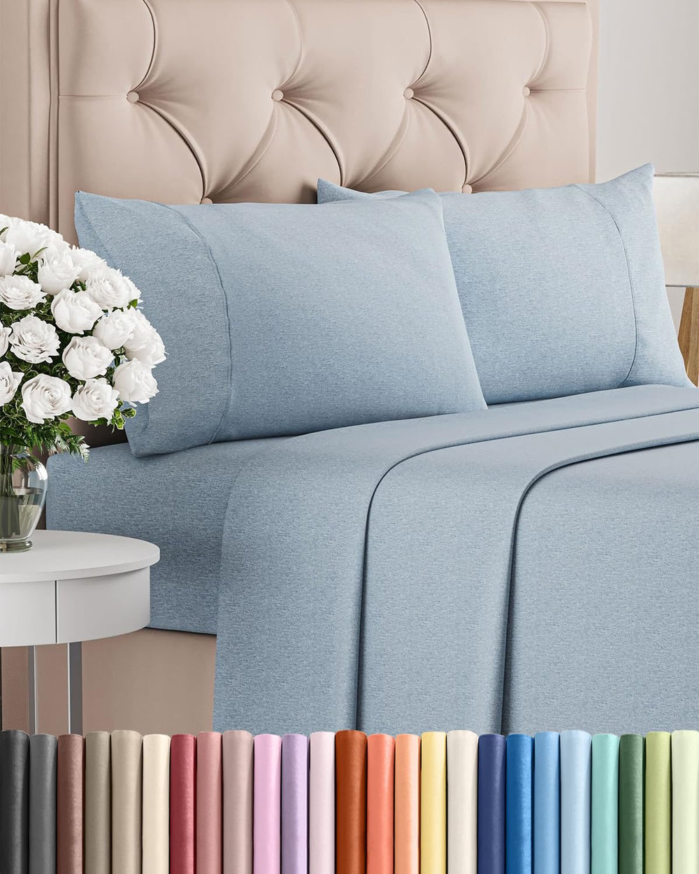 CGK Unlimited parure full size heathered blue vue avant, design moderne et apaisant