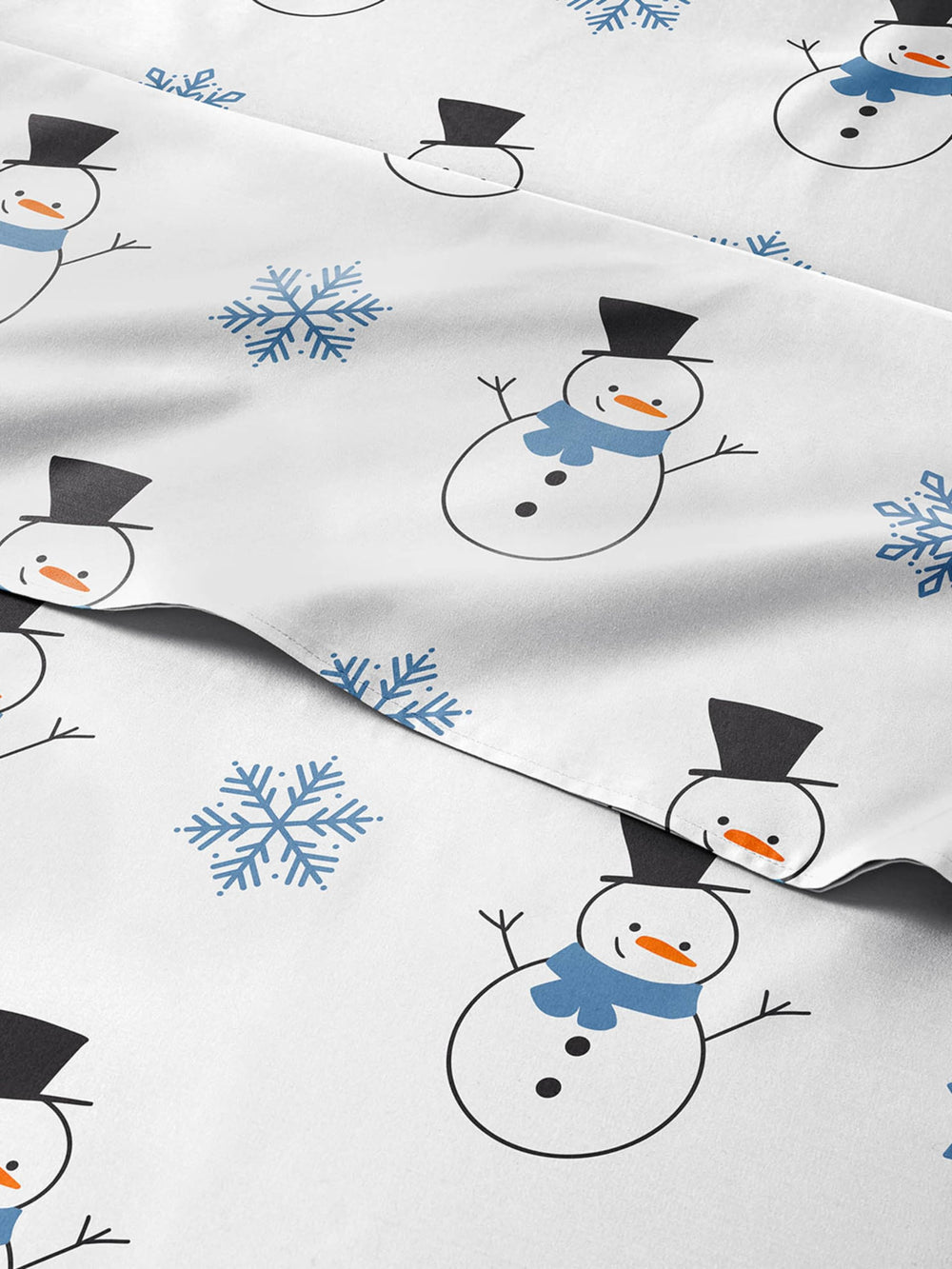 CGK Unlimited parure de draps de Noël face montrant motif bonhomme de neige et design festif