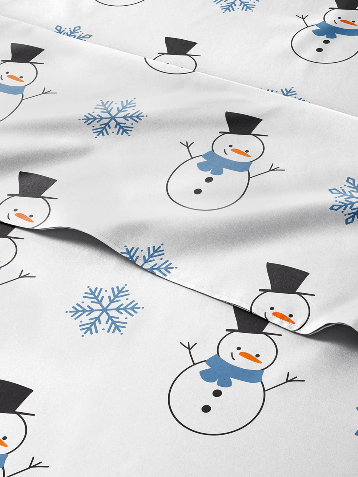 CGK Unlimited parure de draps de Noël face montrant motif bonhomme de neige et design festif