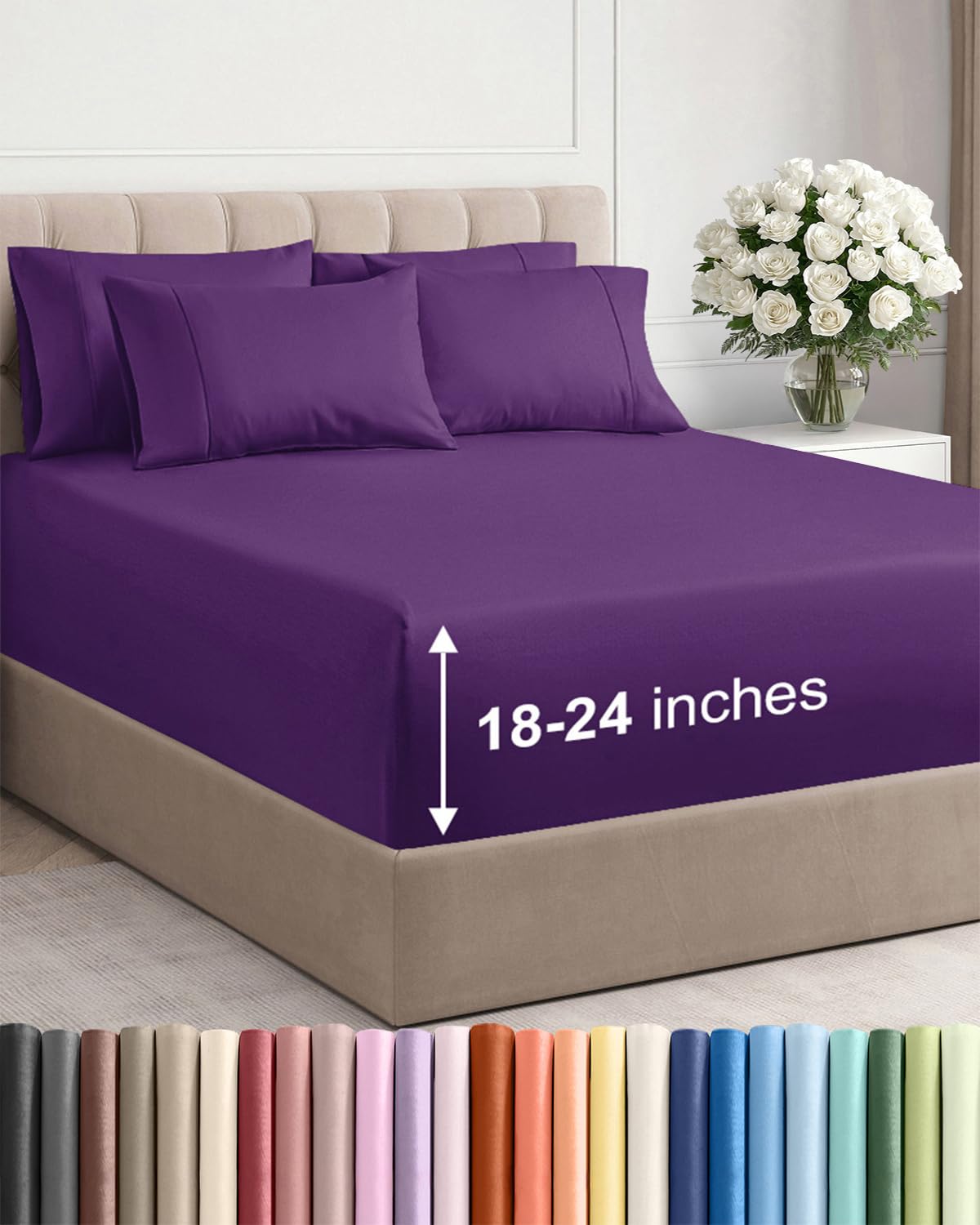 CGK Unlimited draps king violets sur lit entier offrant confort visuel