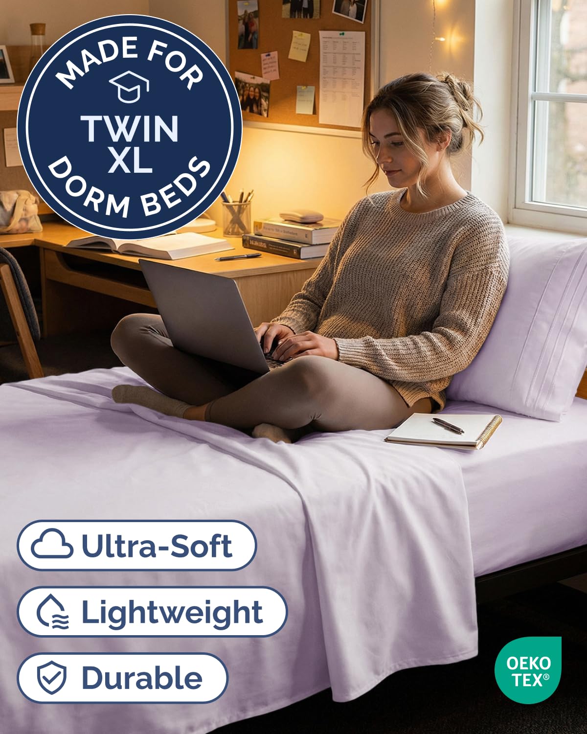 CGK Unlimited gros plan du tissu microfibre double brossée, douceur perceptible