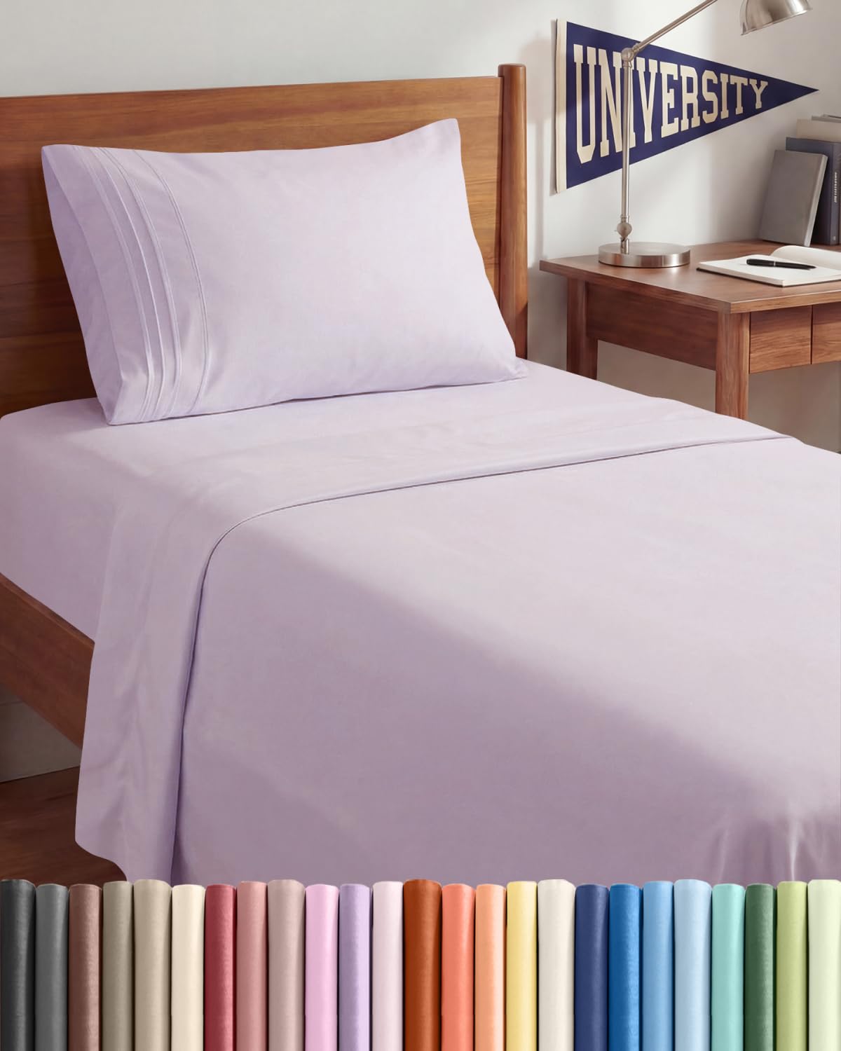 CGK Unlimited vue avant de la parure Twin XL light lavender, esthétique apaisante