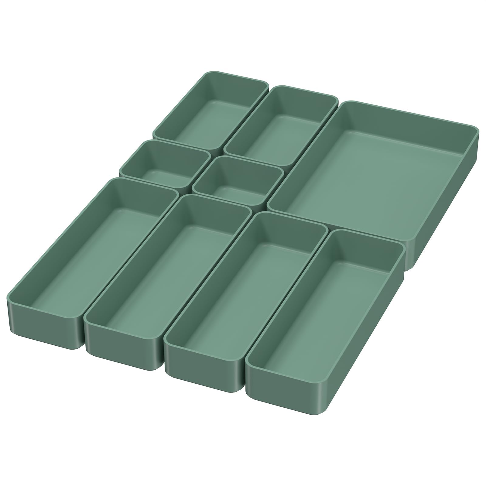 CHANCETSUI face avant de l'ensemble vert montrant les 9 plateaux et bénéfice rangement modulable