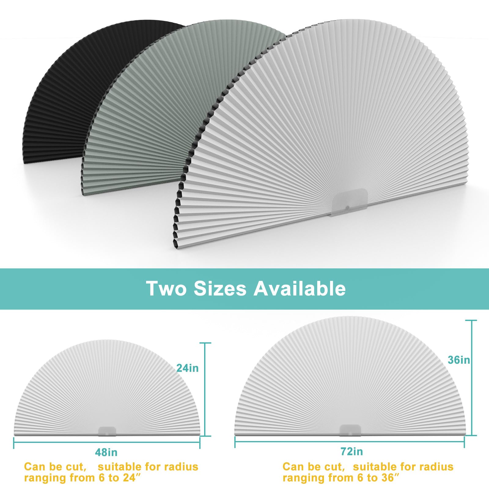 Changshade store installé sur fenêtre demi-lune pour occultation instantanée