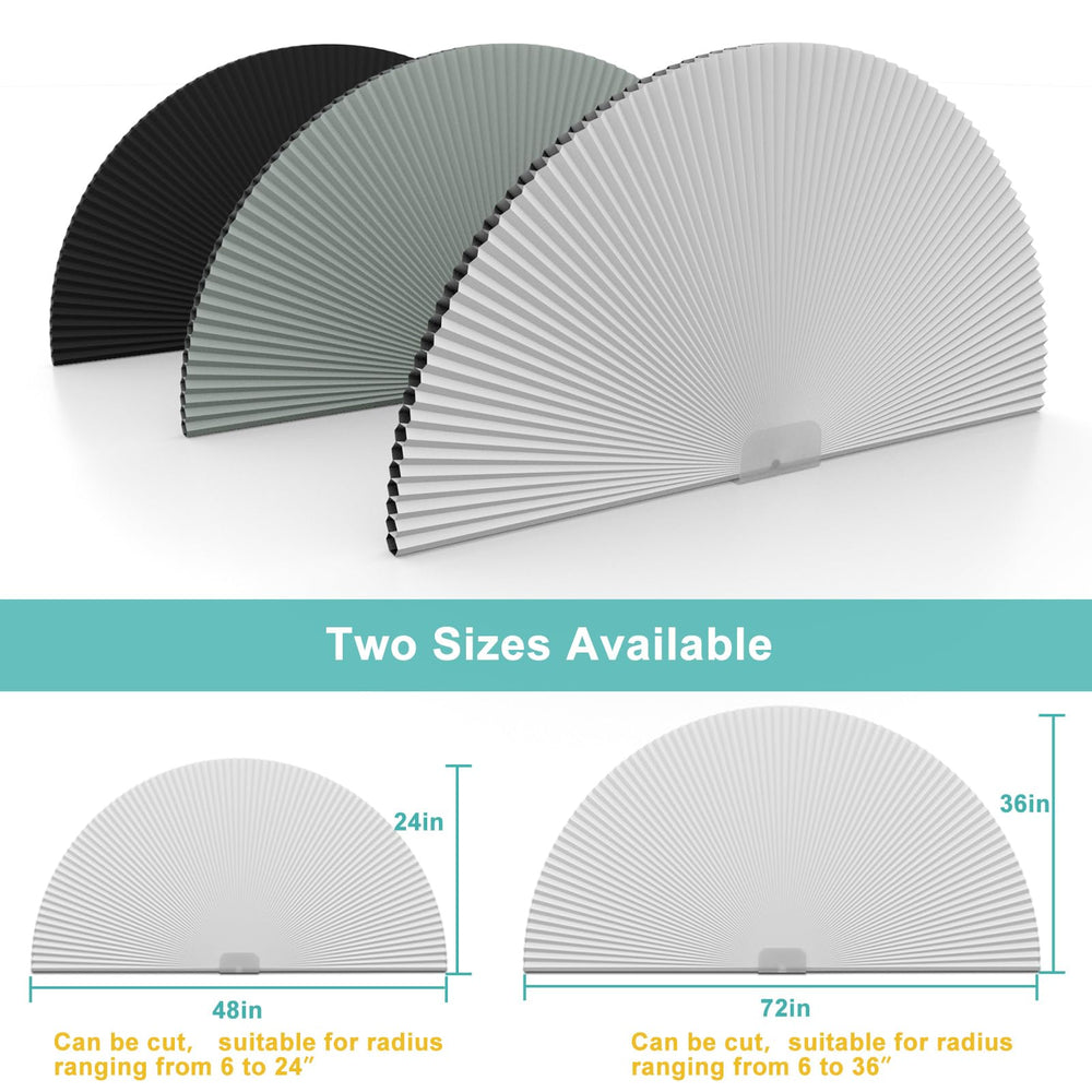 Changshade store installé sur fenêtre demi-lune pour occultation instantanée