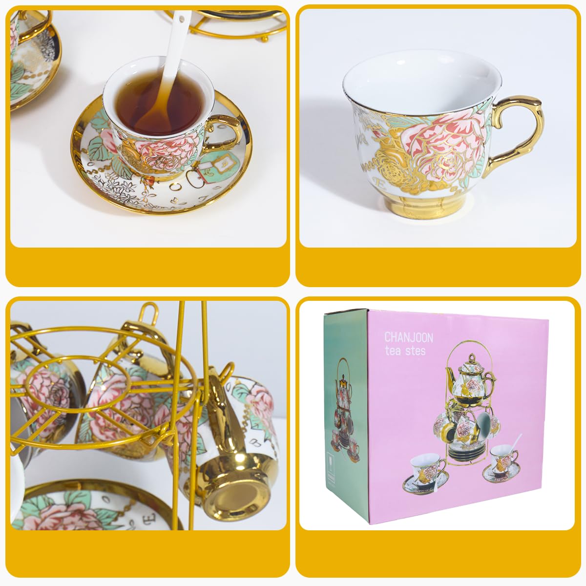 CHANJOON assiette et cuillère, motif rose rouge valorisant la présentation