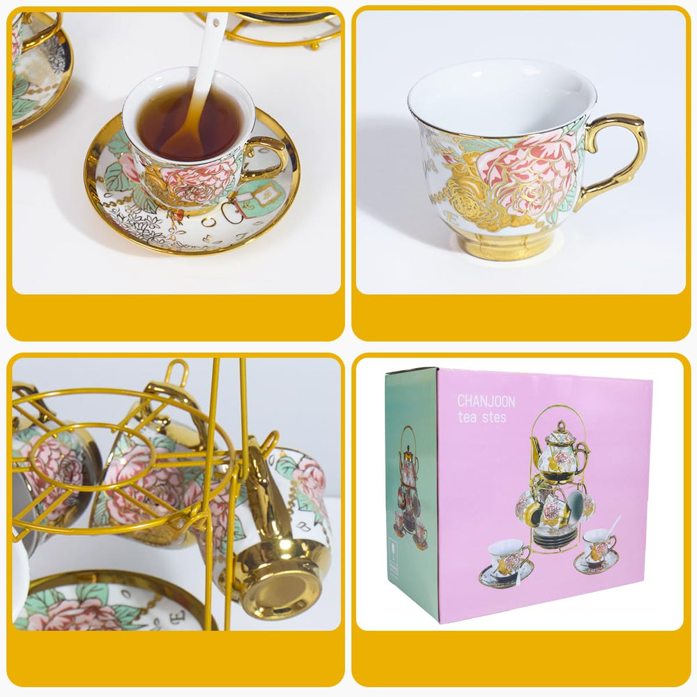 CHANJOON assiette et cuillère, motif rose rouge valorisant la présentation