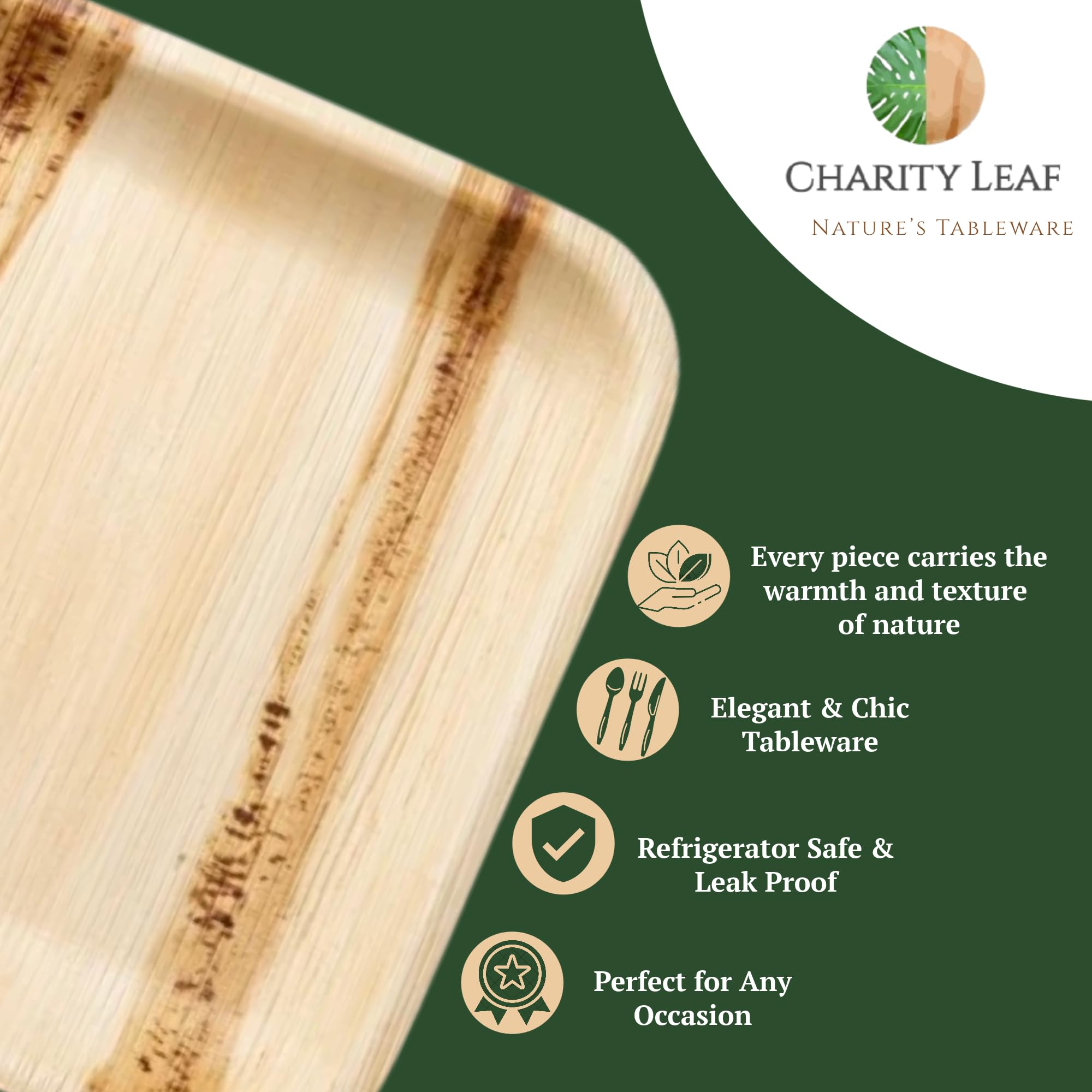 Charity Leaf plateau en composteur montrant décomposition rapide et zéro plastique