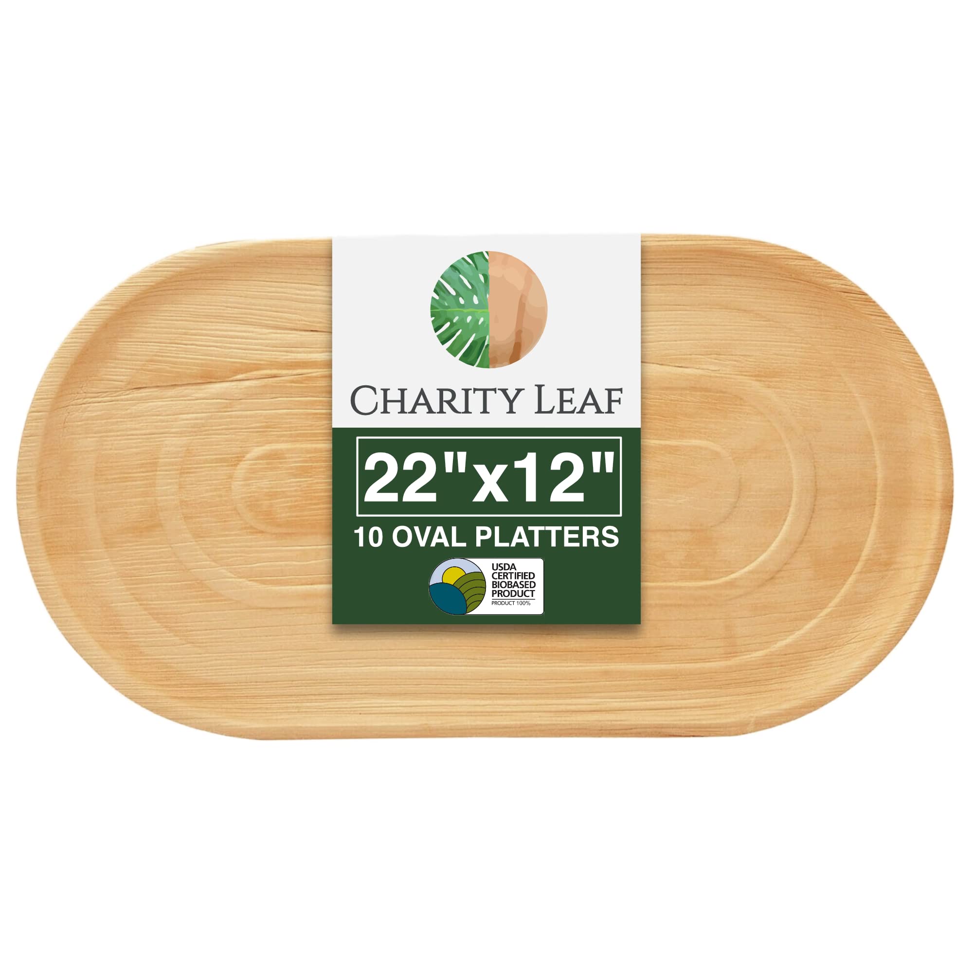 Charity Leaf plateau face avant montrant finition naturelle et grande surface pratique