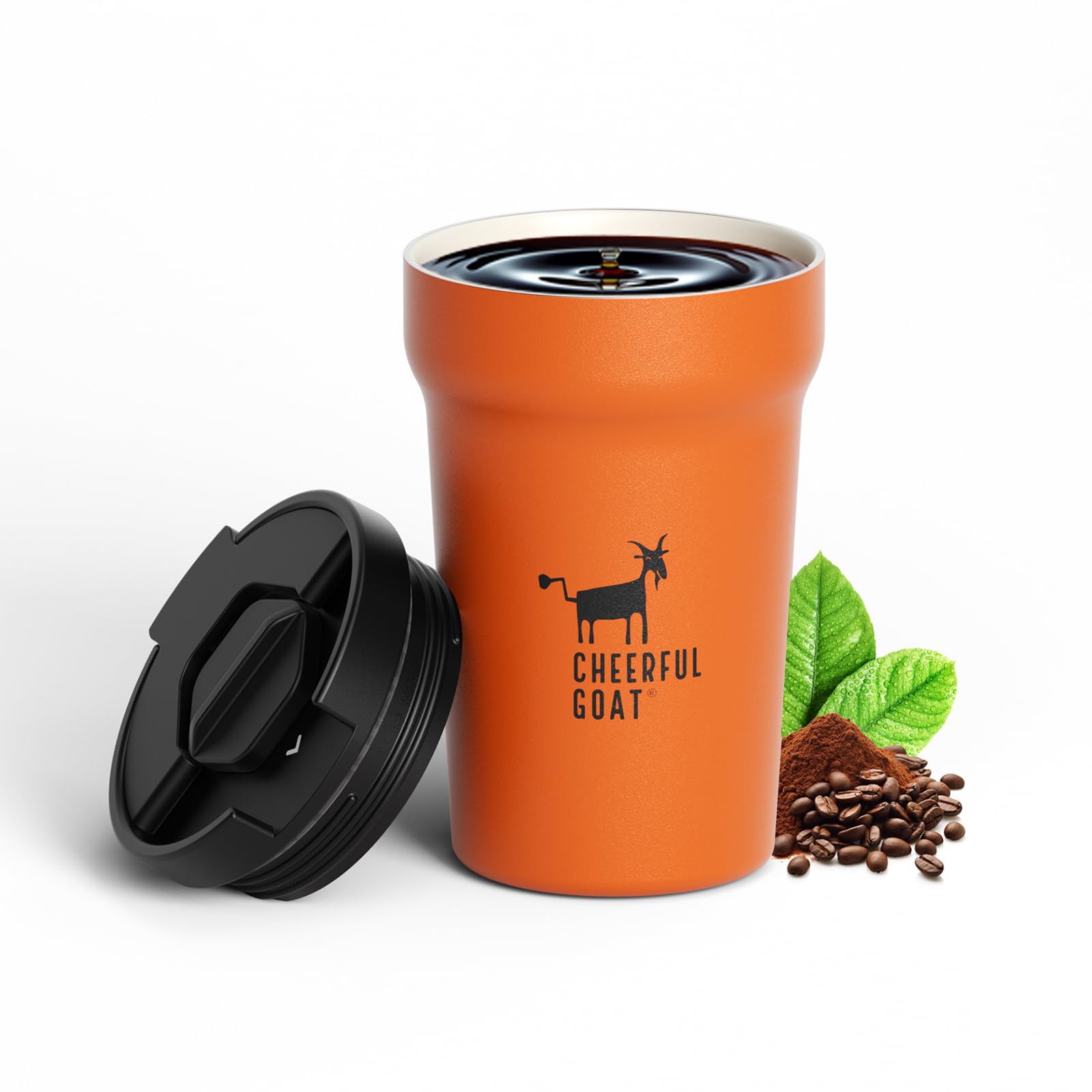 CHEERFUL GOAT mug orange face avant montrant design portable et style