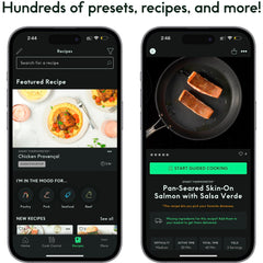 CHEF iQ application mobile affichant températures et temps estimé pour une surveillance à distance
