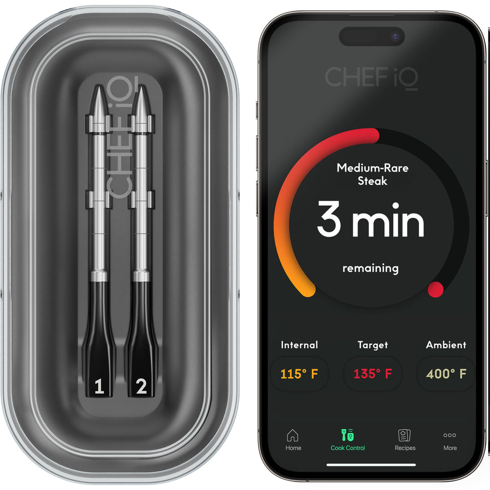 CHEF iQ thermomètre devant affichant hub et sondes pour contrôle simple