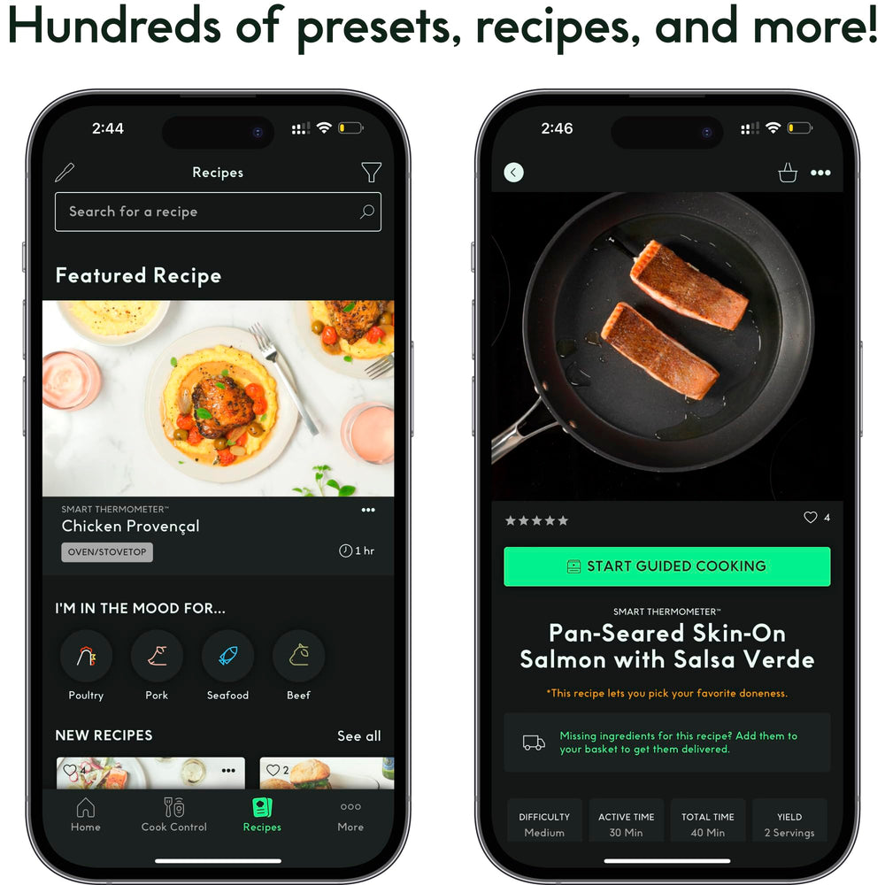 CHEF iQ sondes insérées sur un grill pour surveillance à distance