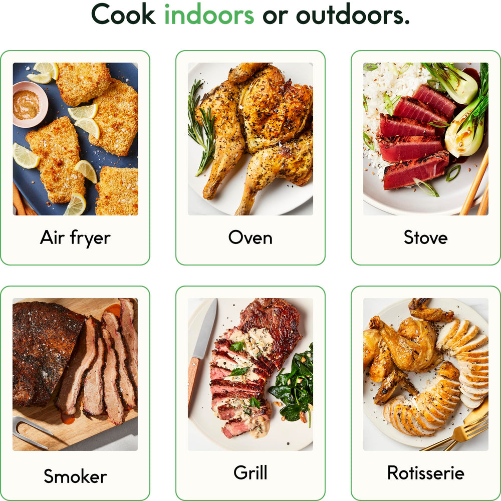 CHEF iQ sonde plantée dans une côte de bœuf sur barbecue garantissant cuisson précise