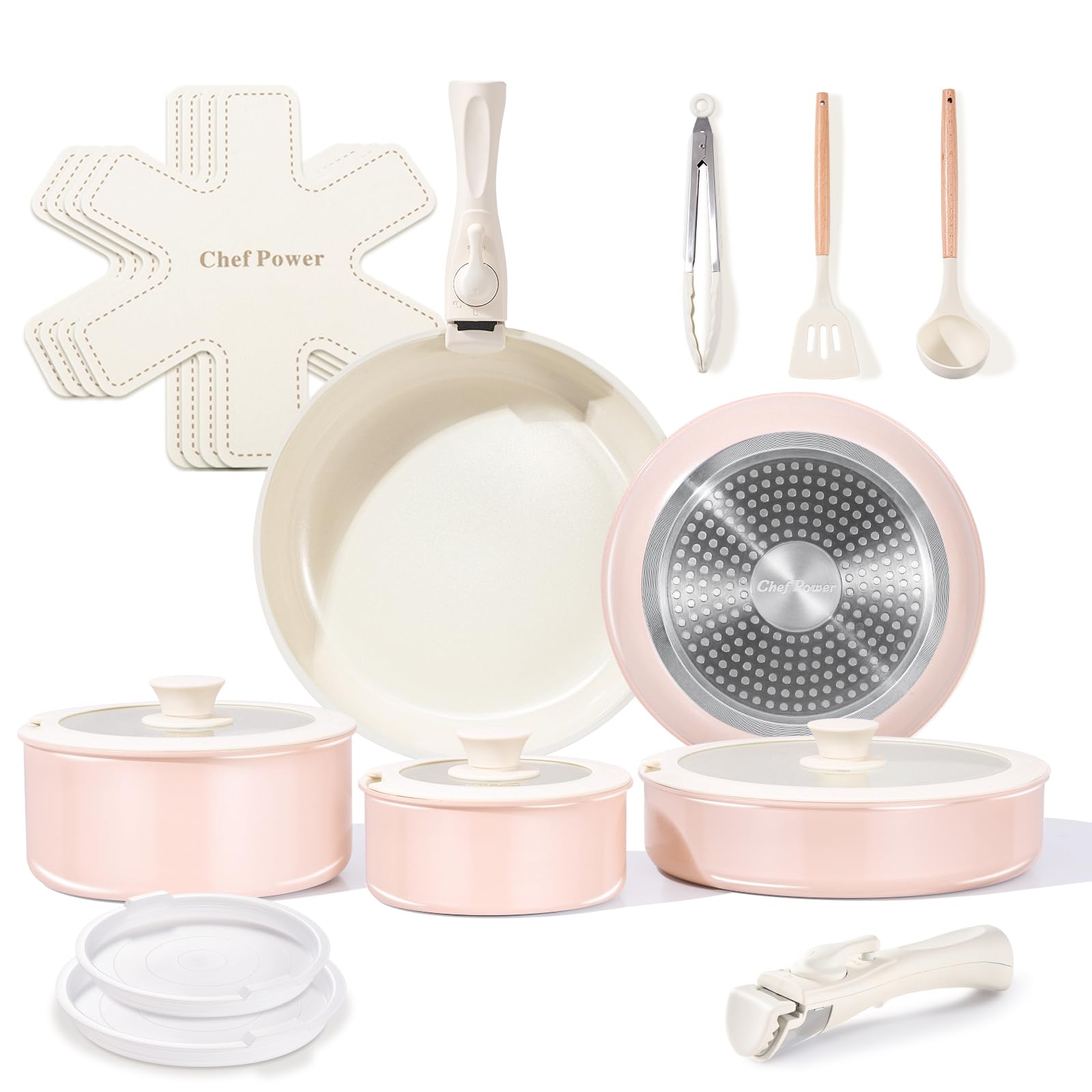 Chef Power ensemble 19 pièces montrant rangement compact et polyvalence