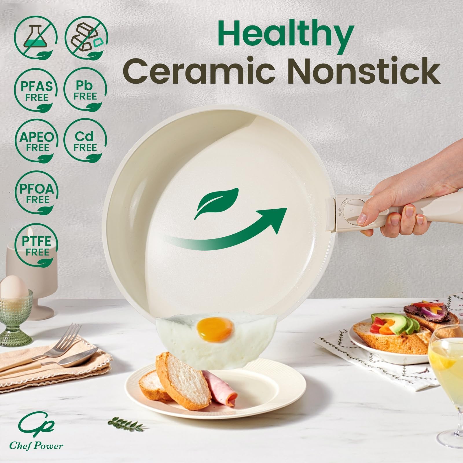 Chef Power poêle 11" prête à cuire, surface lisse pour saisie uniforme