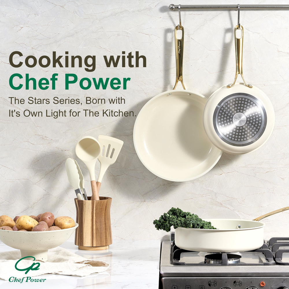 Chef Power poêle avec couvercle en verre dans cuisine, contrôle visuel et cuisson pratique