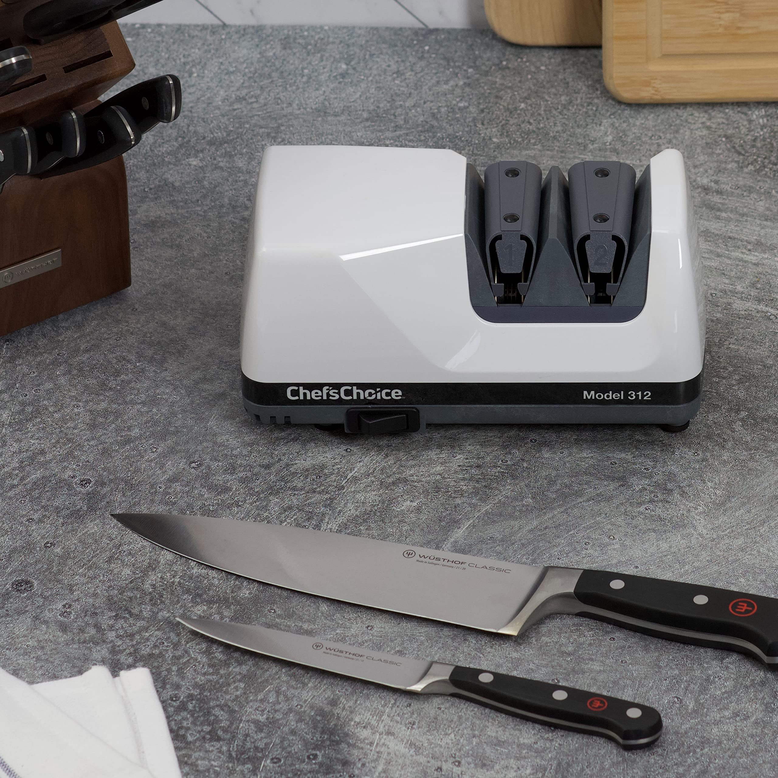 Chef's Choice guides d'angle à 20° garantissant précision et répétabilité