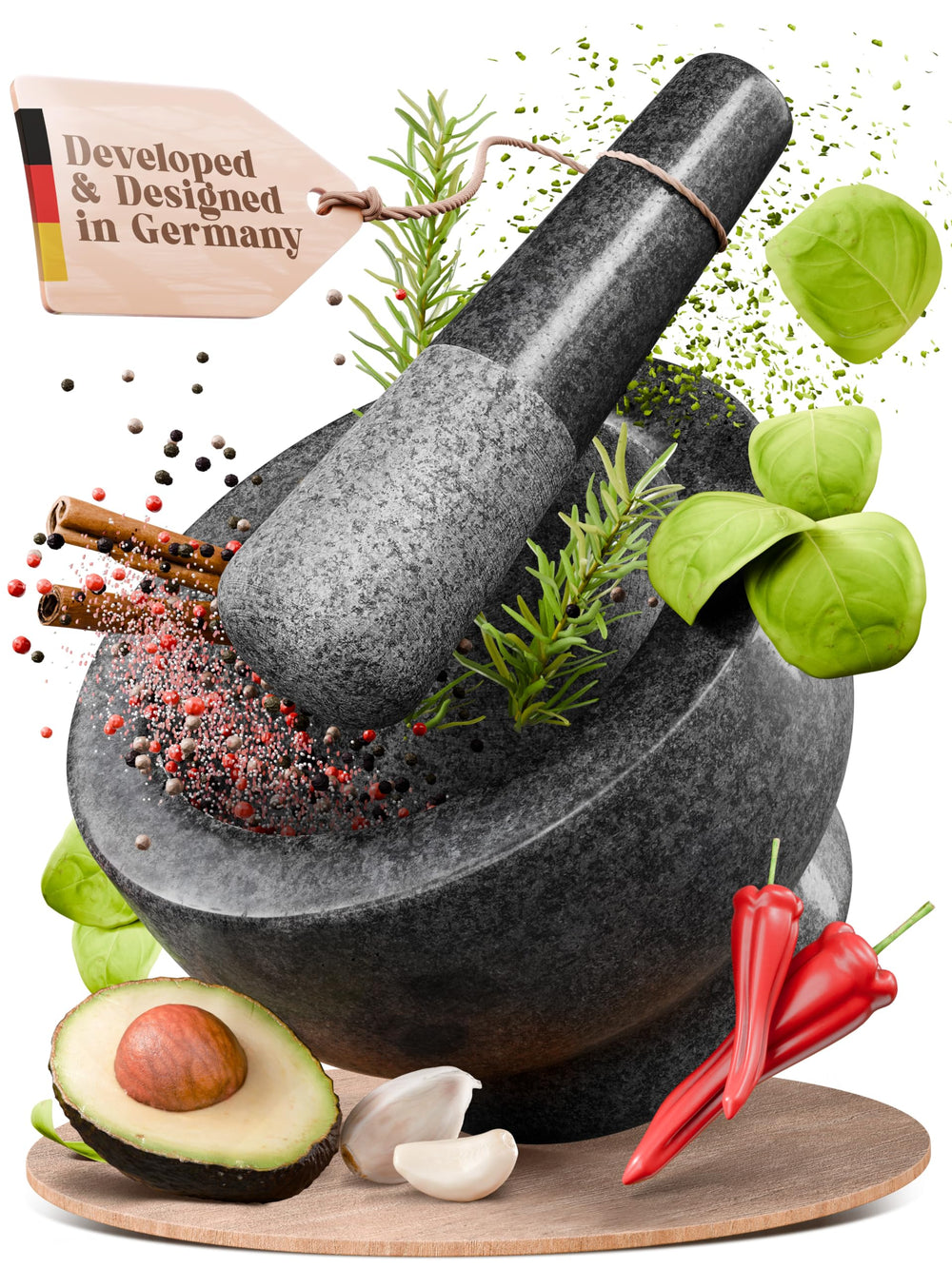 ChefSofi mortier vue avant stable pour broyage précis