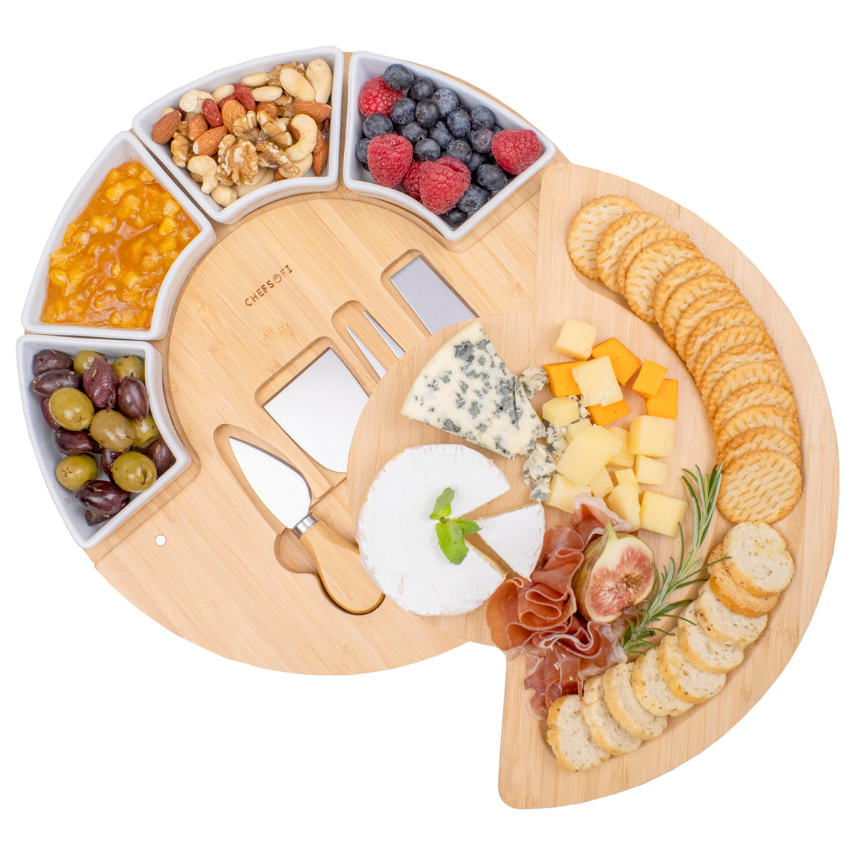 ChefSofi planche à fromage vue de face, présentation élégante pour invités