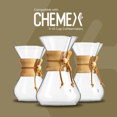 Chemex filtre plié dans verseuse illustrant ajustement sécurisé et extraction