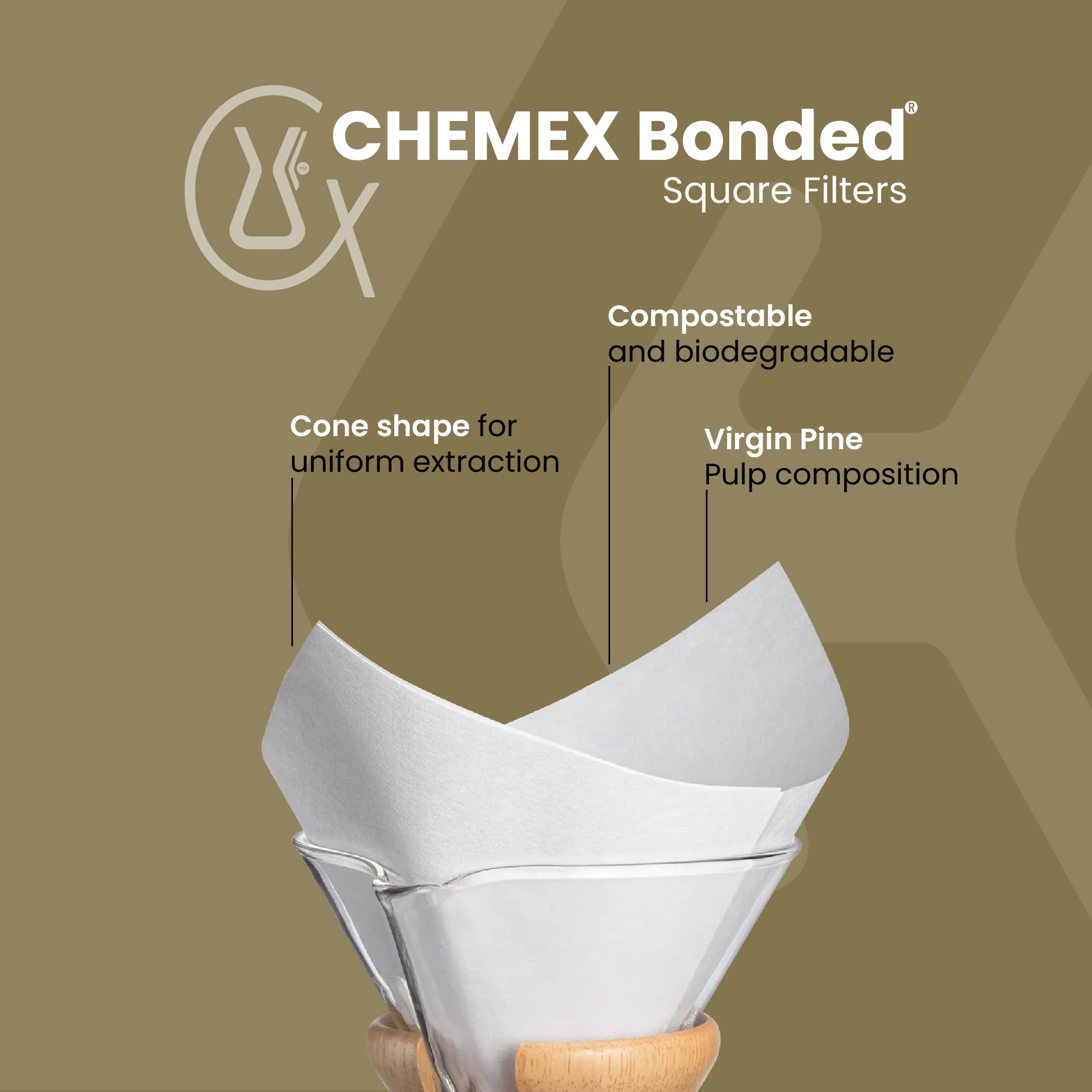 Chemex gros plan sur la texture du papier montrant filtration fine