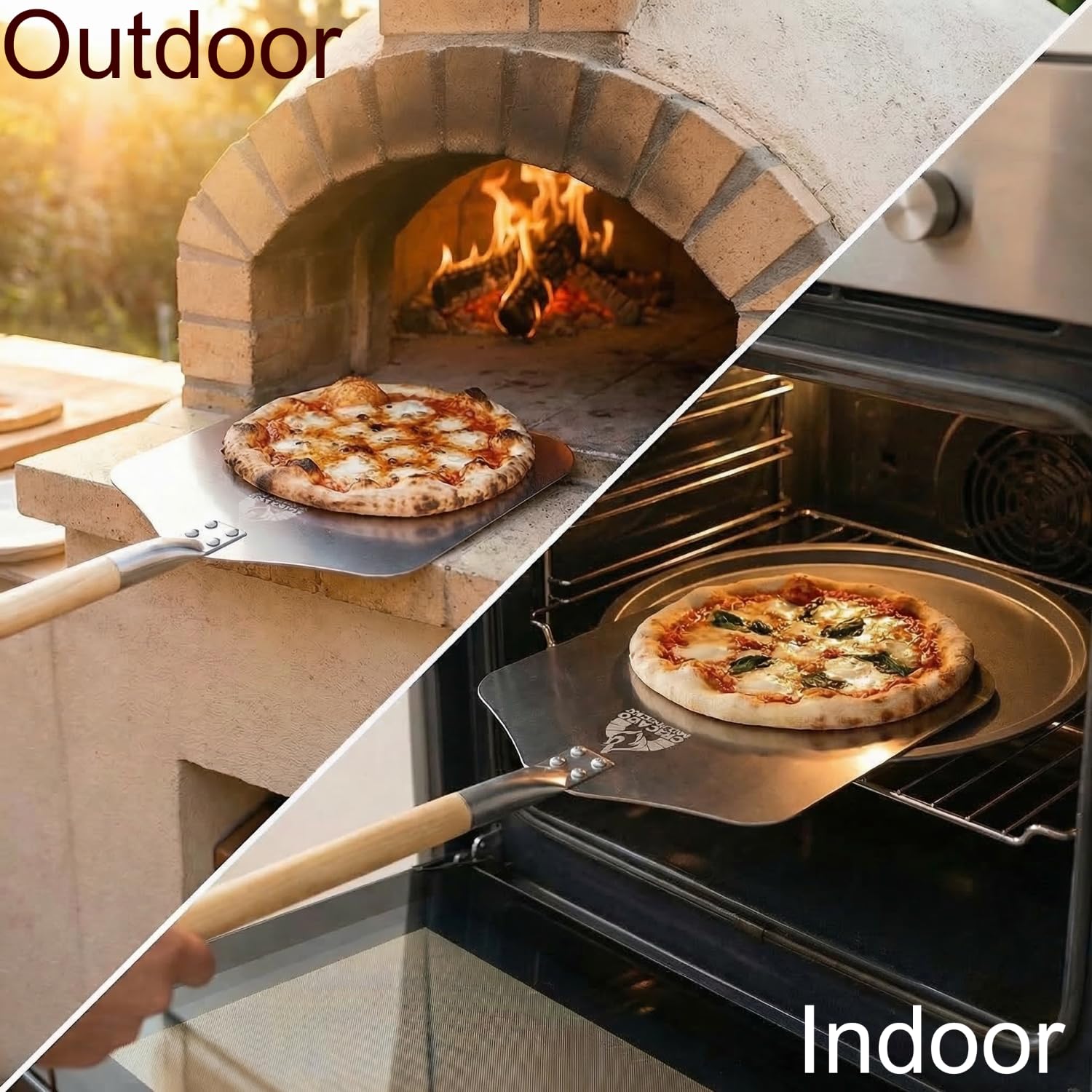 Chicago Brick Oven comparaison taille avec pizza montrant capacité pour grandes pizzas